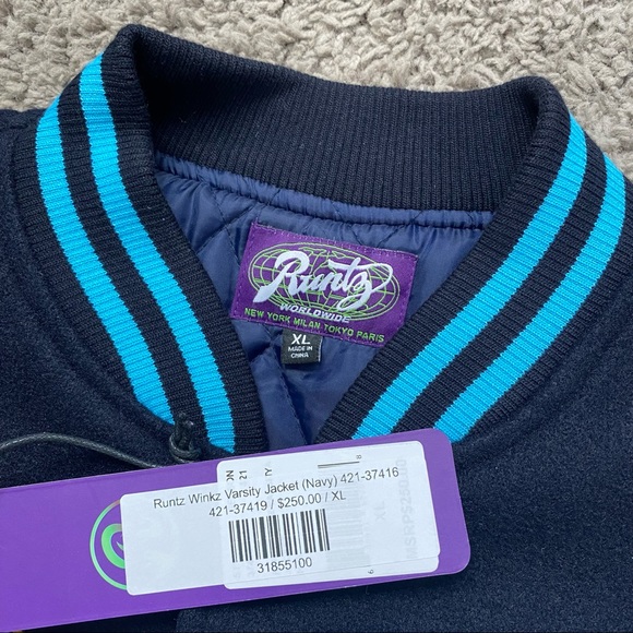 NWT Runtz Worldwide Winkz Varsity Jacket Navy XL - Picture 6 of 6